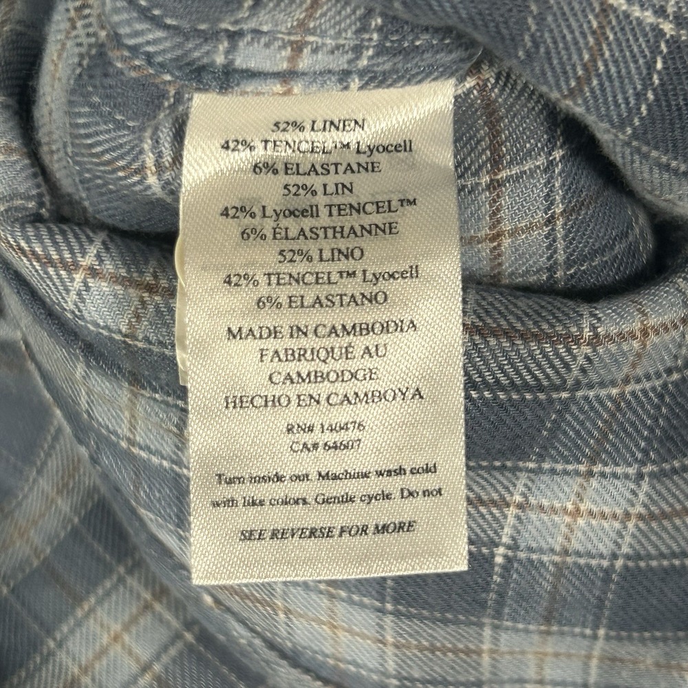 Faherty Shirt Men L The Weekend Blend Fox Lake Plaid Linen Button Down Huckberry - Picture 13 of 15